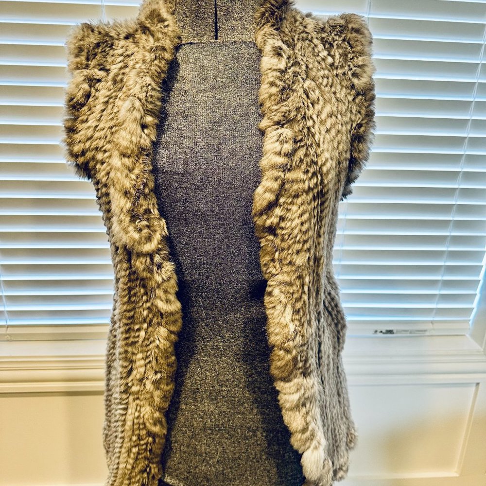 Rabbit Fur Grey Vest | Size S